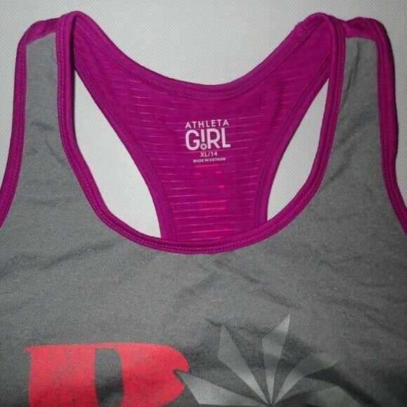 Athleta Girl BOLD Racerback Tank Top Shirt gray Purple Size 14 Casual Workout - Picture 2 of 5